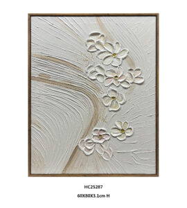 Textured floral wall art with S-curve 3D flower design