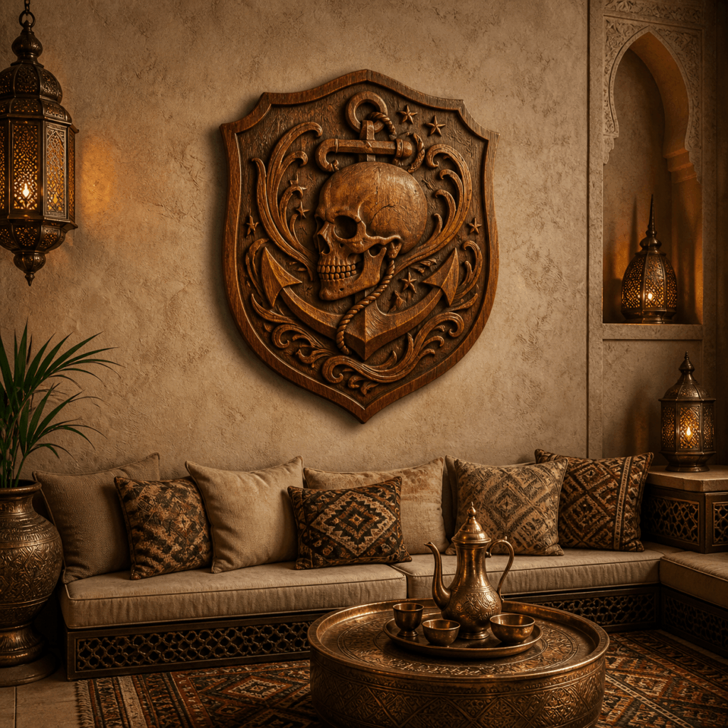 circular_viking_eagle_shield_wood_carving