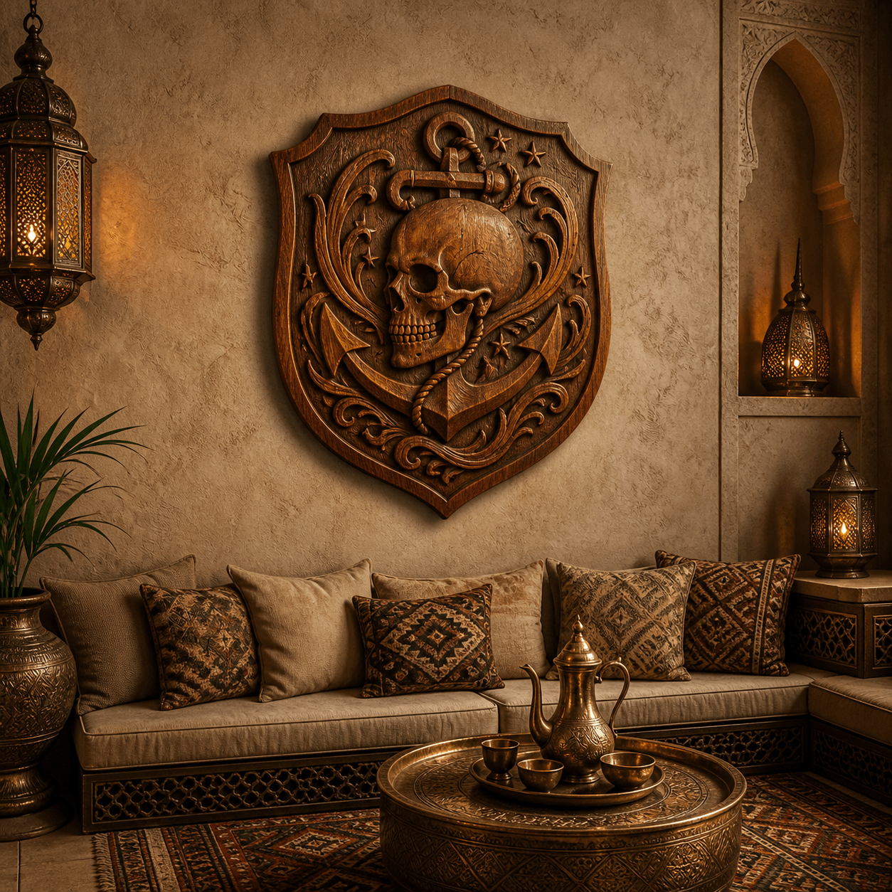 circular_viking_eagle_shield_wood_carving