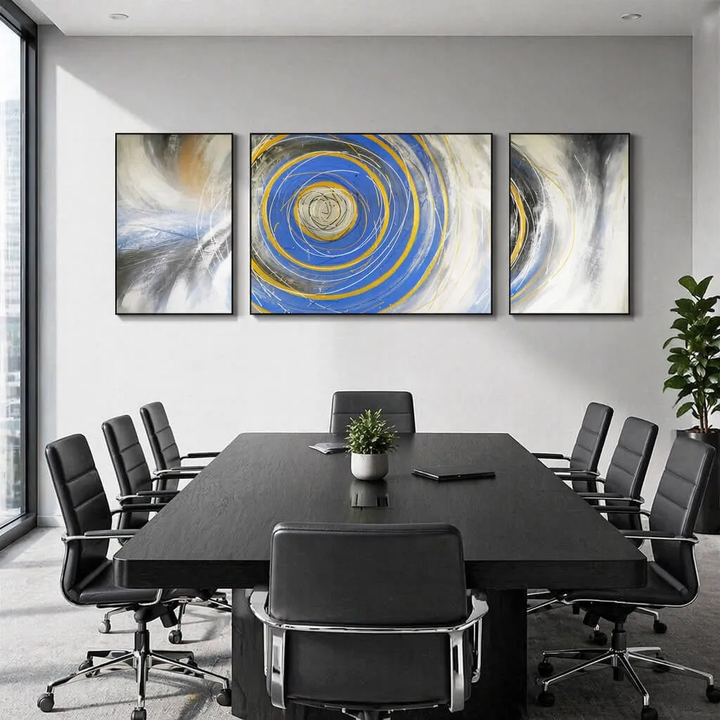 Abstract Blue Gold Canvas Wall Art | Custom Wall Art Manufacturer