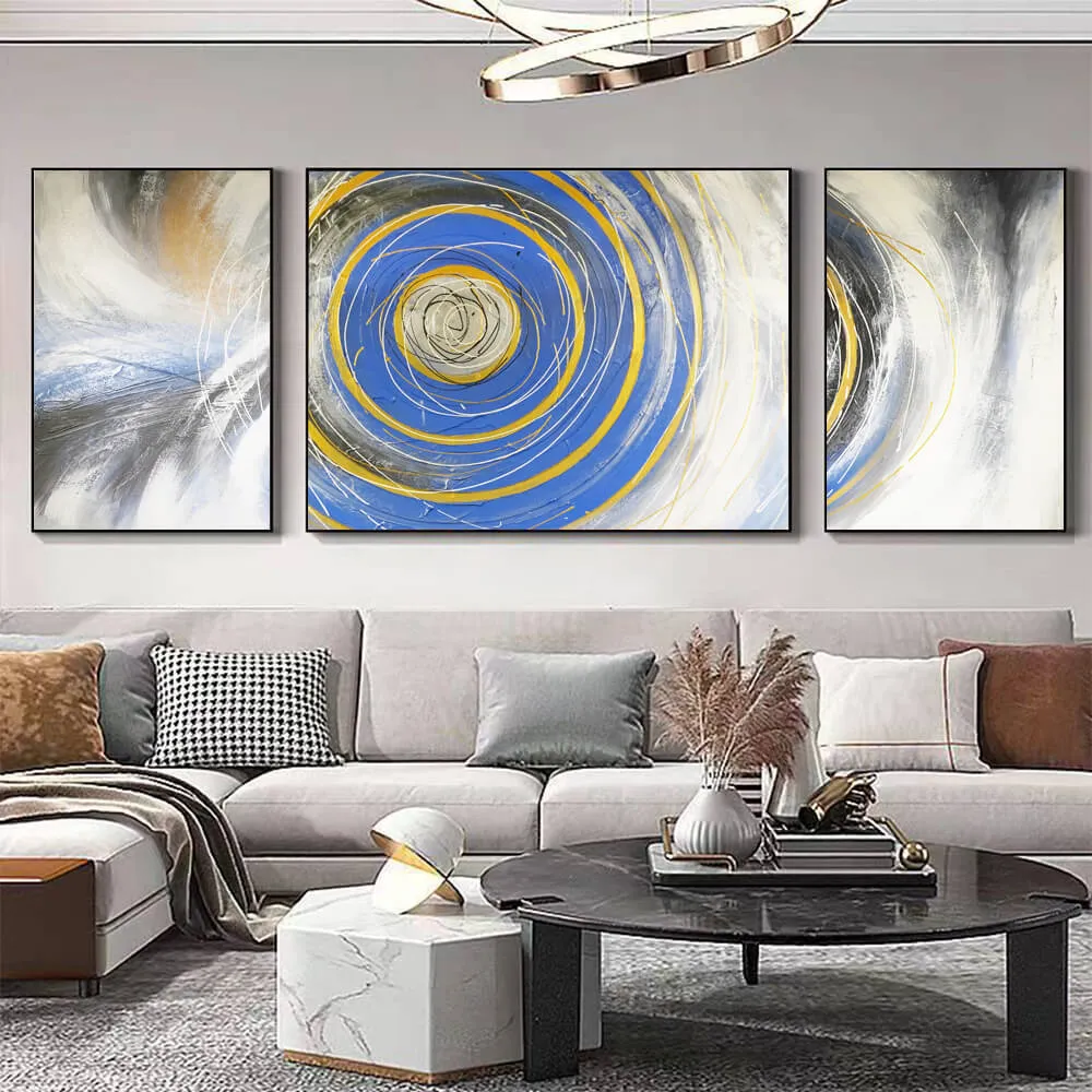 Abstract Blue Gold Canvas Wall Art | Custom Wall Art Manufacturer