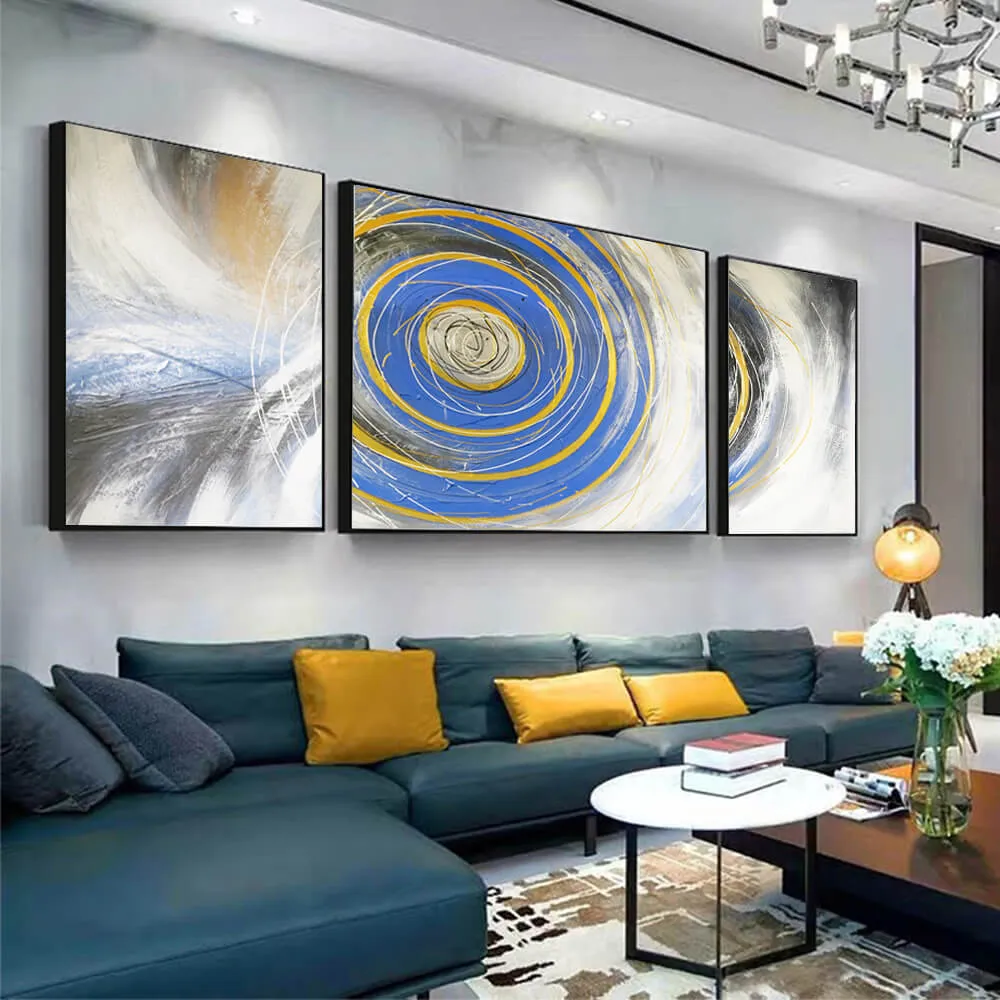 Abstract Blue Gold Canvas Wall Art | Custom Wall Art Manufacturer