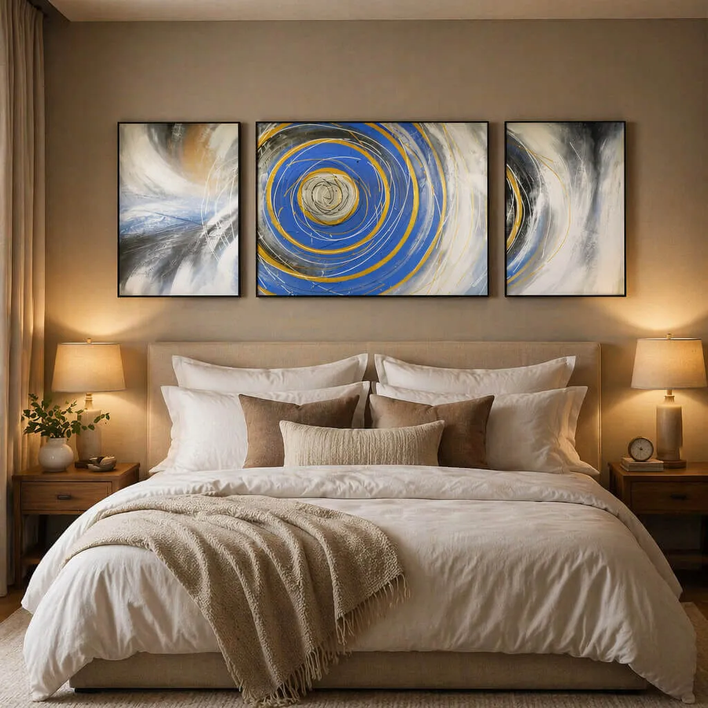 Abstract Blue Gold Canvas Wall Art | Custom Wall Art Manufacturer