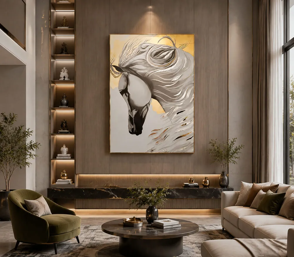 Outdoor rearing horse sculpture