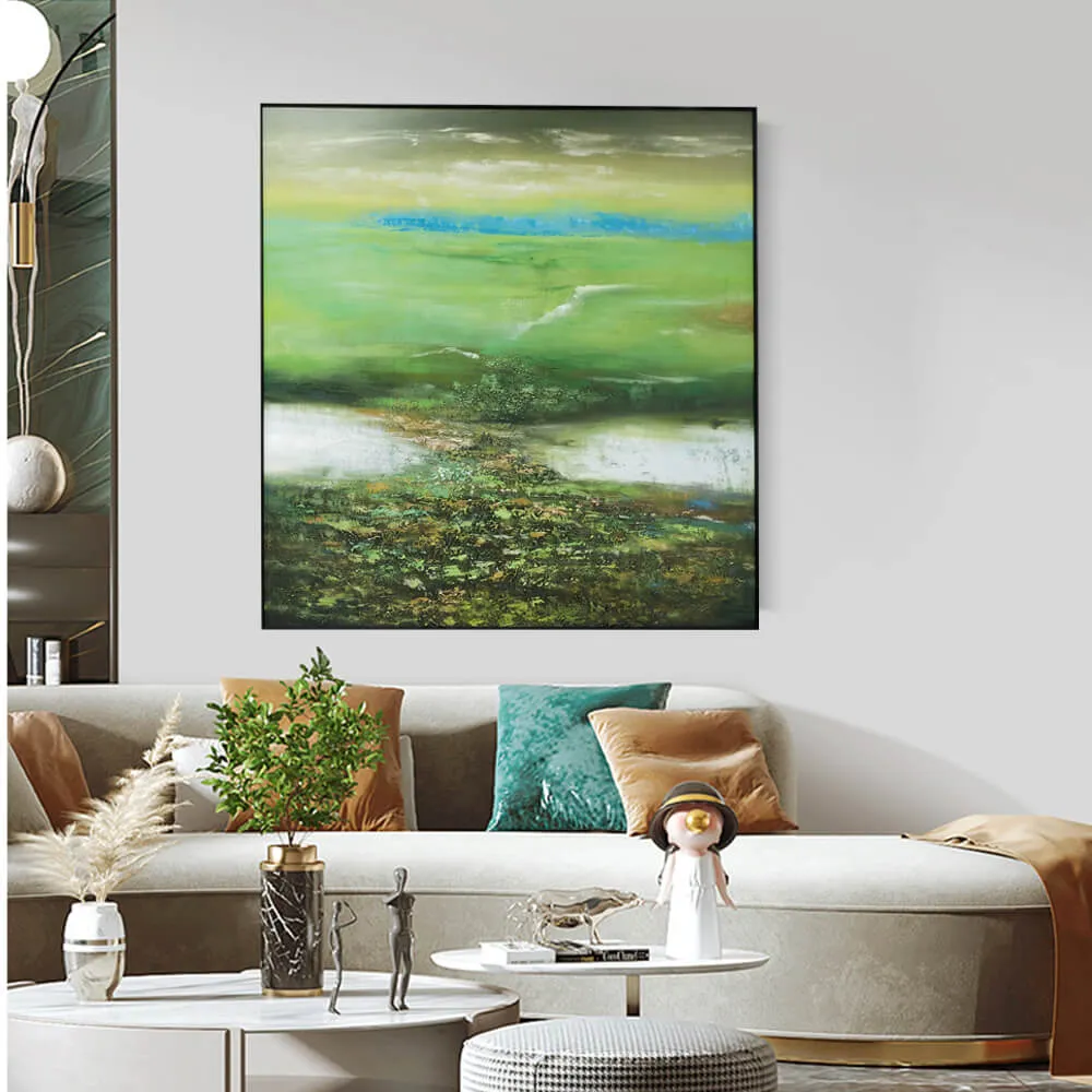 Explore abstract landscape wall art with calming colors and modern textures.
