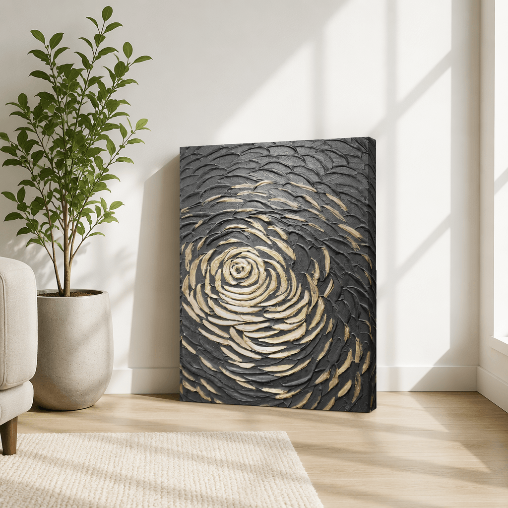 Black and Gold Textured Wall Art1