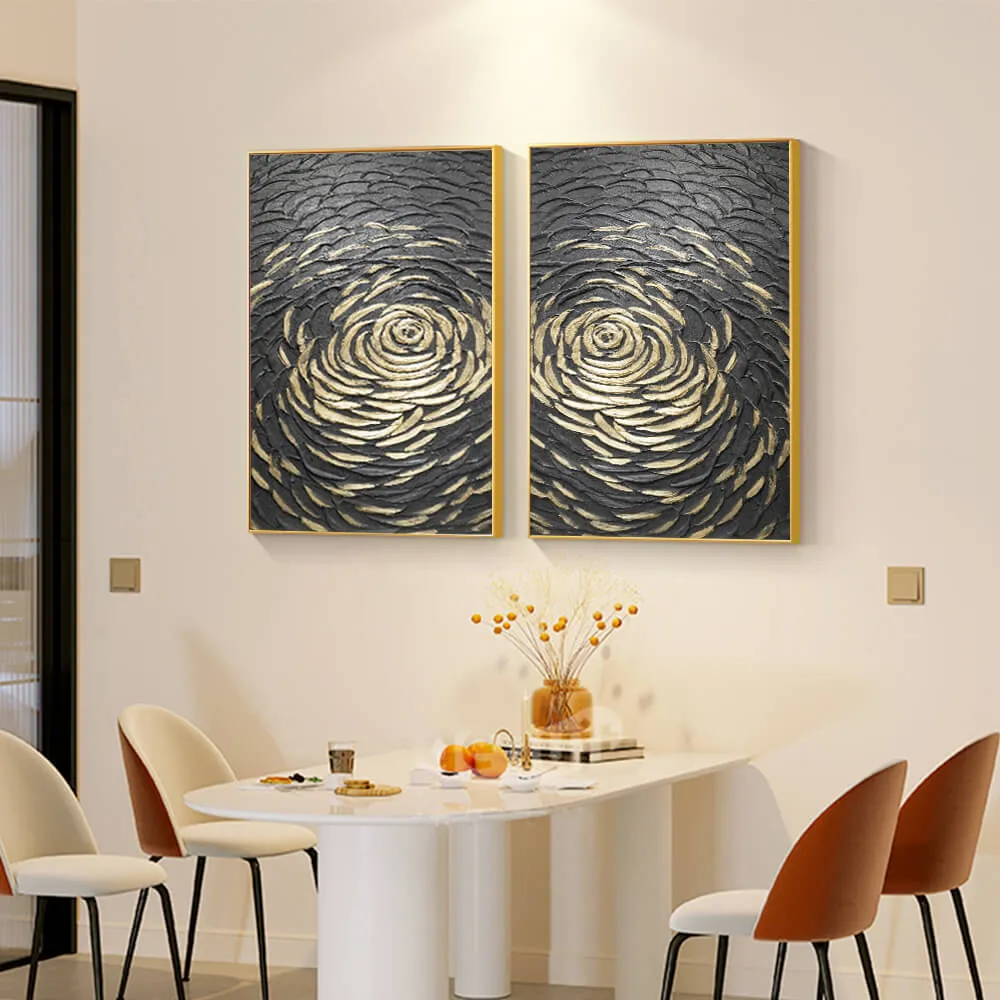 Black and Gold Textured Wall Art3