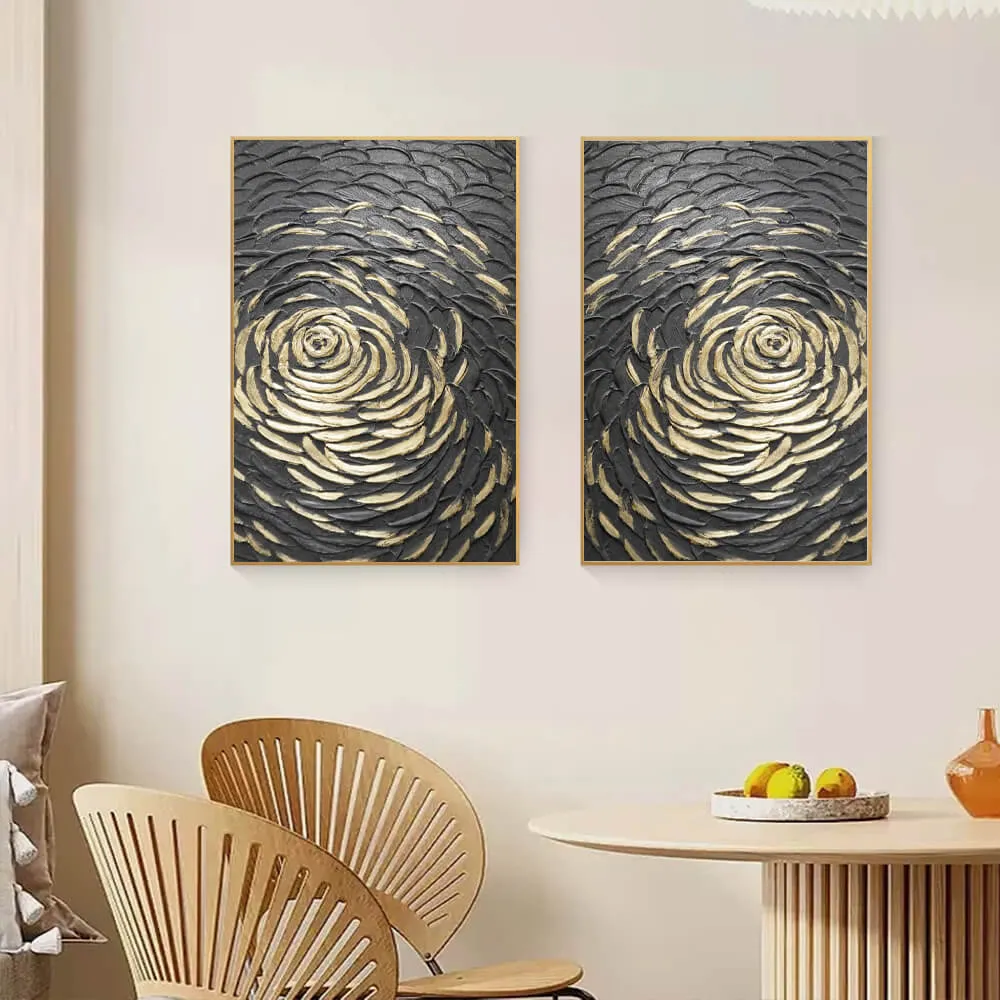 Black and Gold Textured Wall Art4