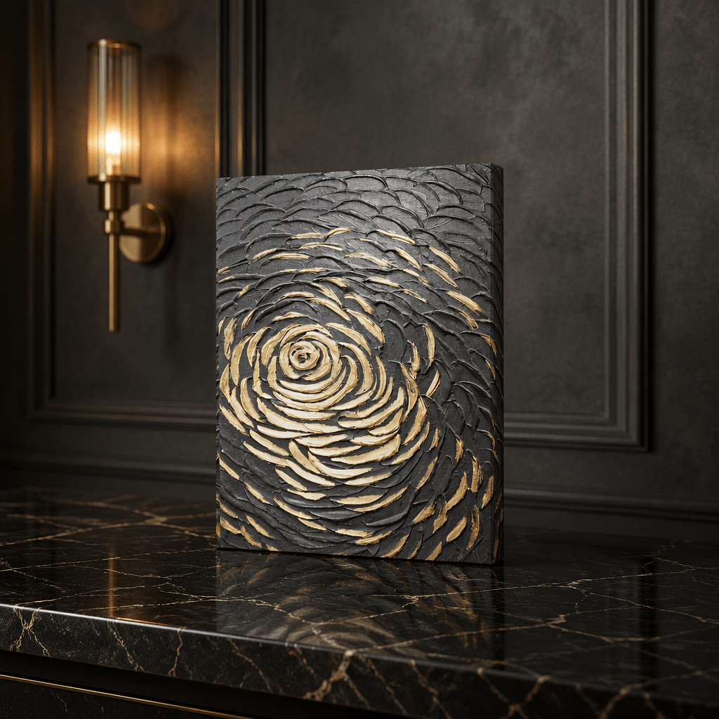 Custom Black and Gold Textured Wall Art for Luxury Interiors