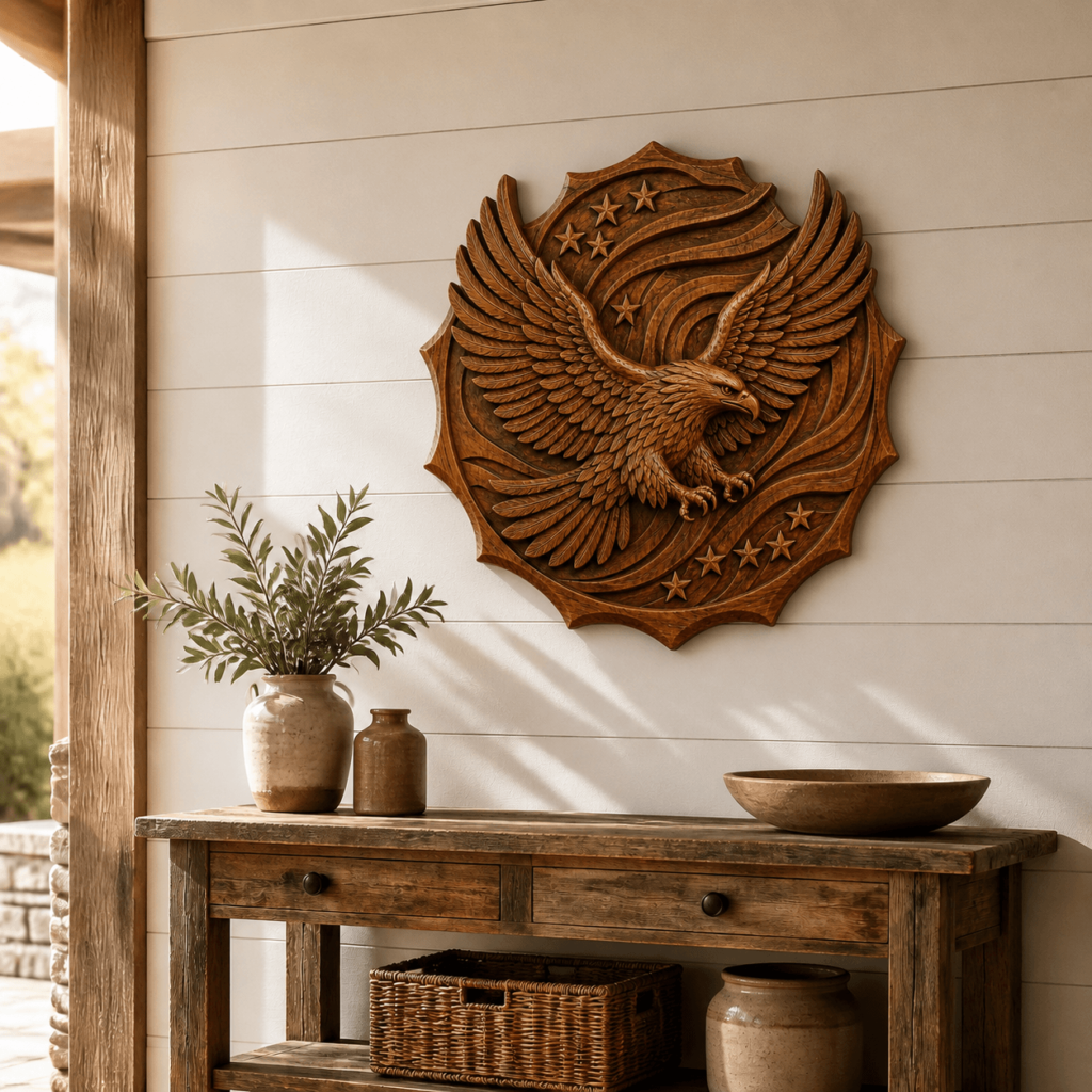Eagle Wood Carving Wall Art-2