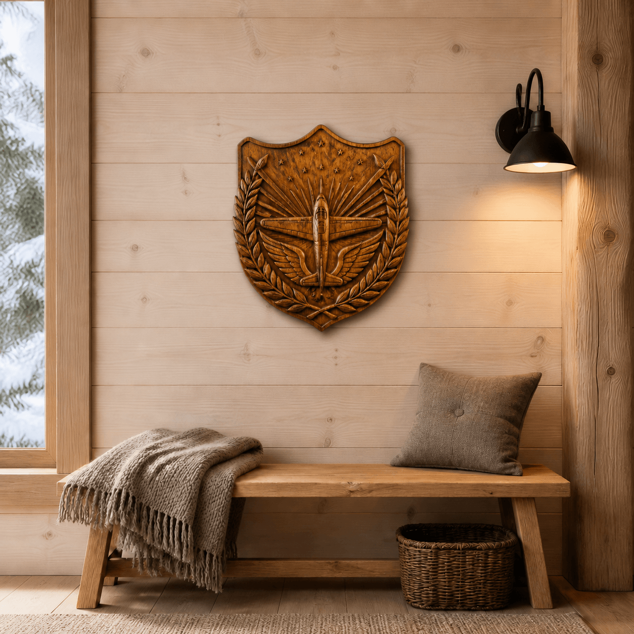 Military aviation wood carving-2