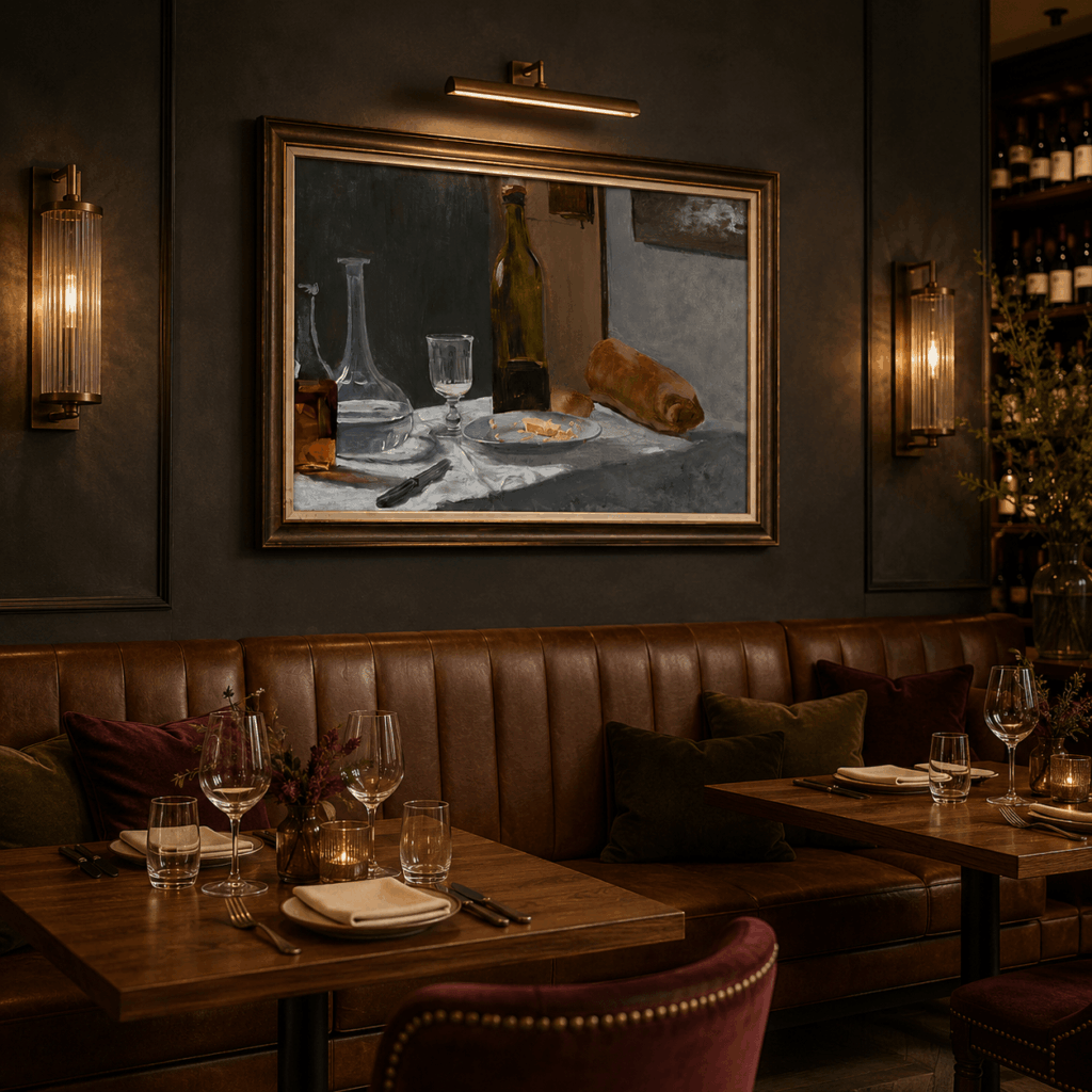 Still Life with Bottle, Carafe, Bread and Wine