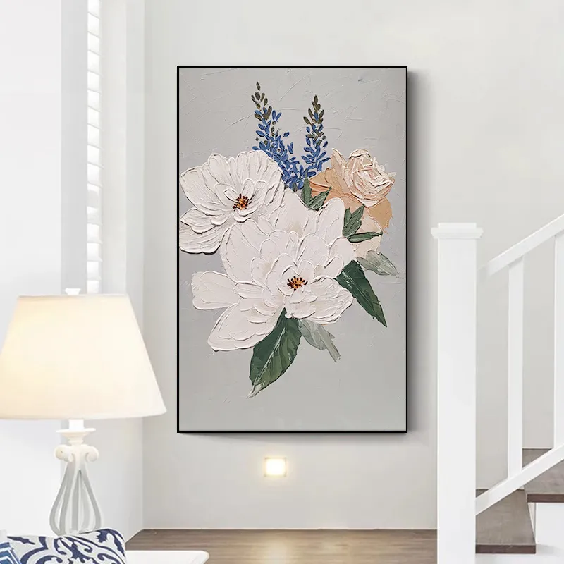 Modern Floral Texture Painting, Contemporary Wall Decor for Premium Interior Projects
