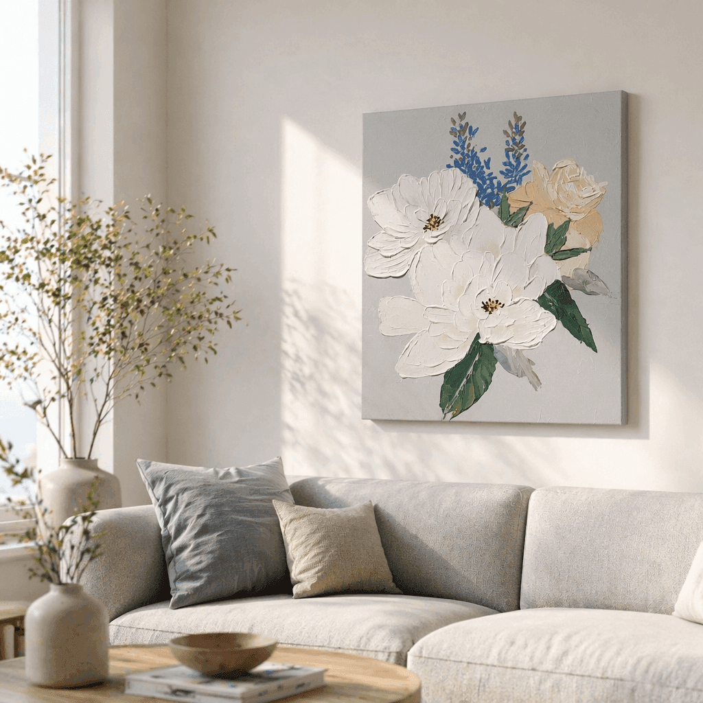 Modern Floral Texture Painting, Contemporary Wall Decor for Premium Interior Projects