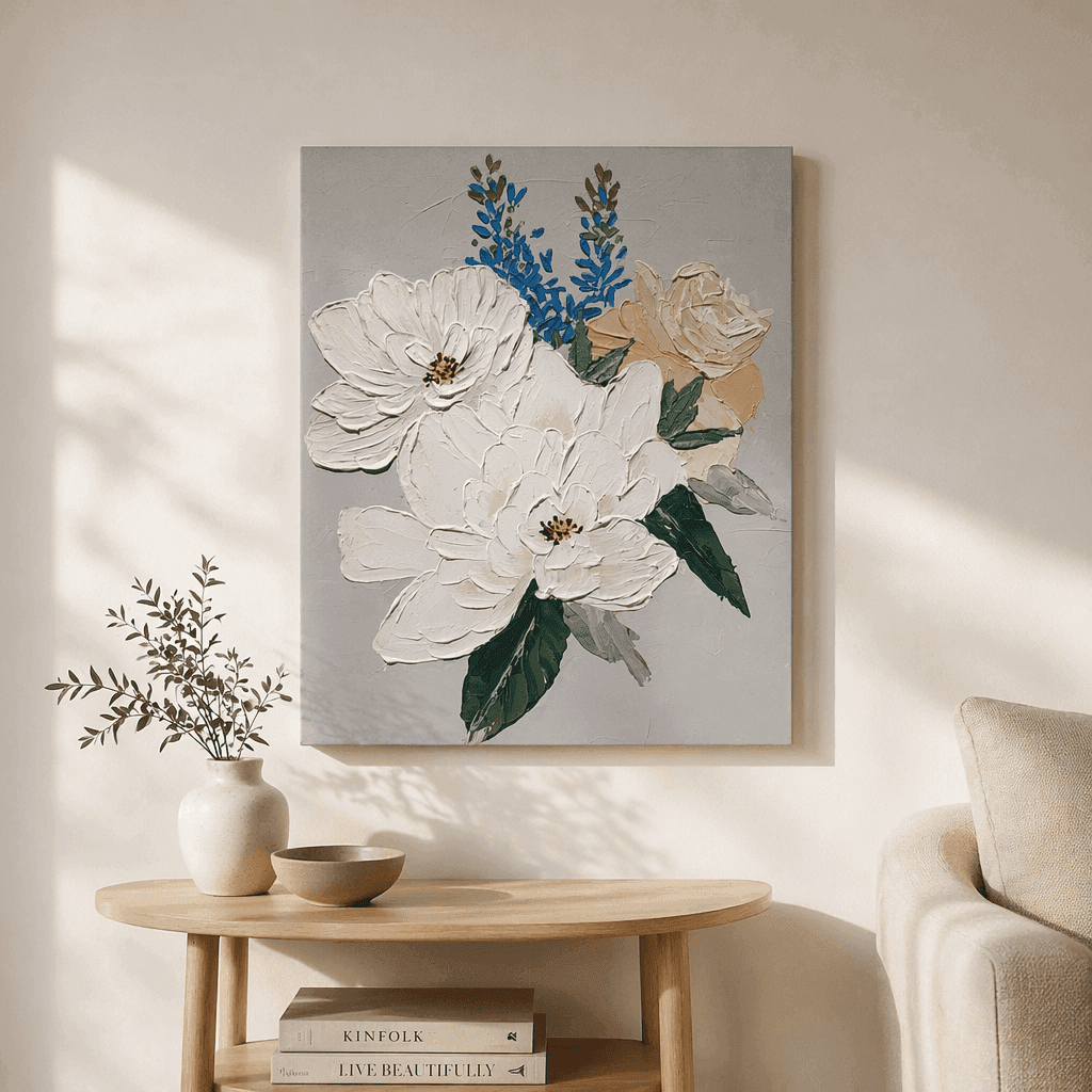 Modern Floral Texture Painting, Contemporary Wall Decor for Premium Interior Projects