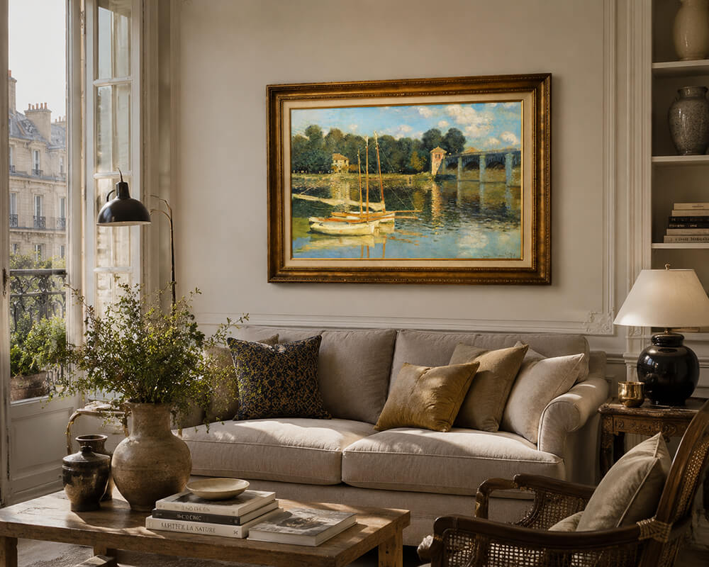 Monet Bridge at Argenteuil canvas wall art for living room