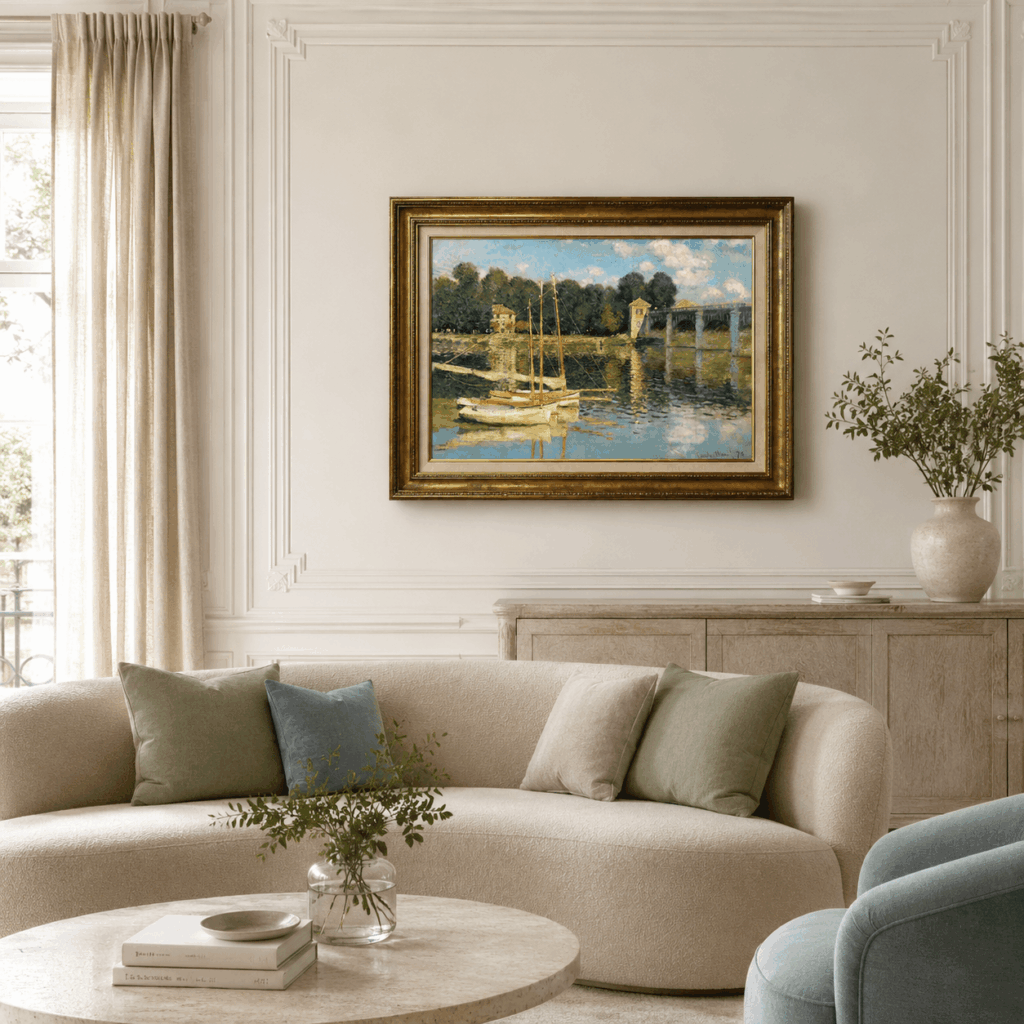 Monet Bridge at Argenteuil canvas wall art for living room