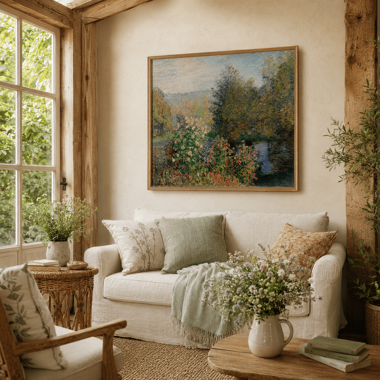 Revive Your Living Room! How to Style Monet’s “Garden at Montgeron” Print