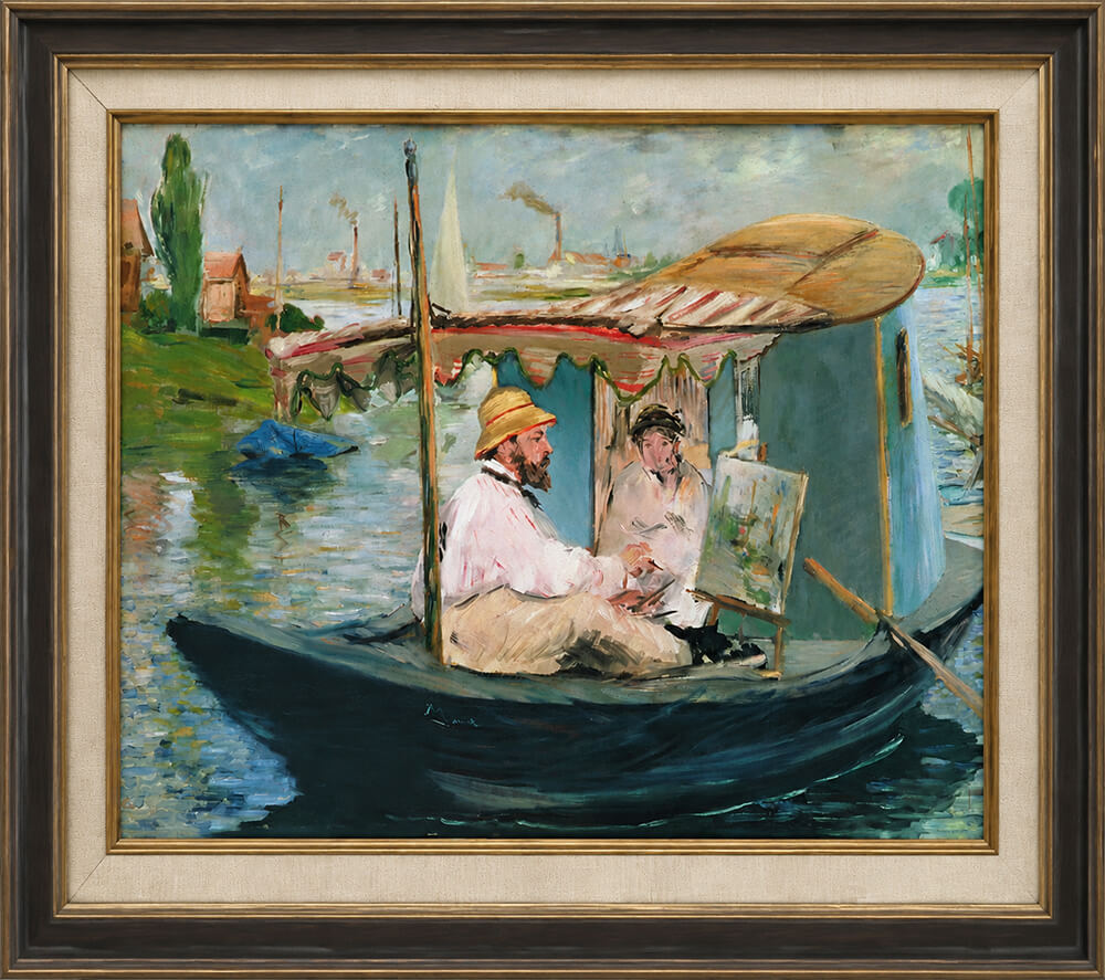 Claude Monet Painting on His Studio Boat Reproduction