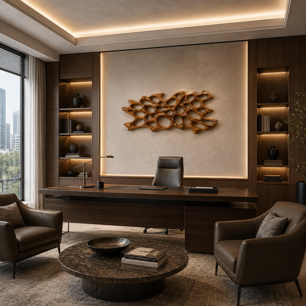 Modern Abstract Wood Wall Art Sculpture For Living Room and Luxury Lounge