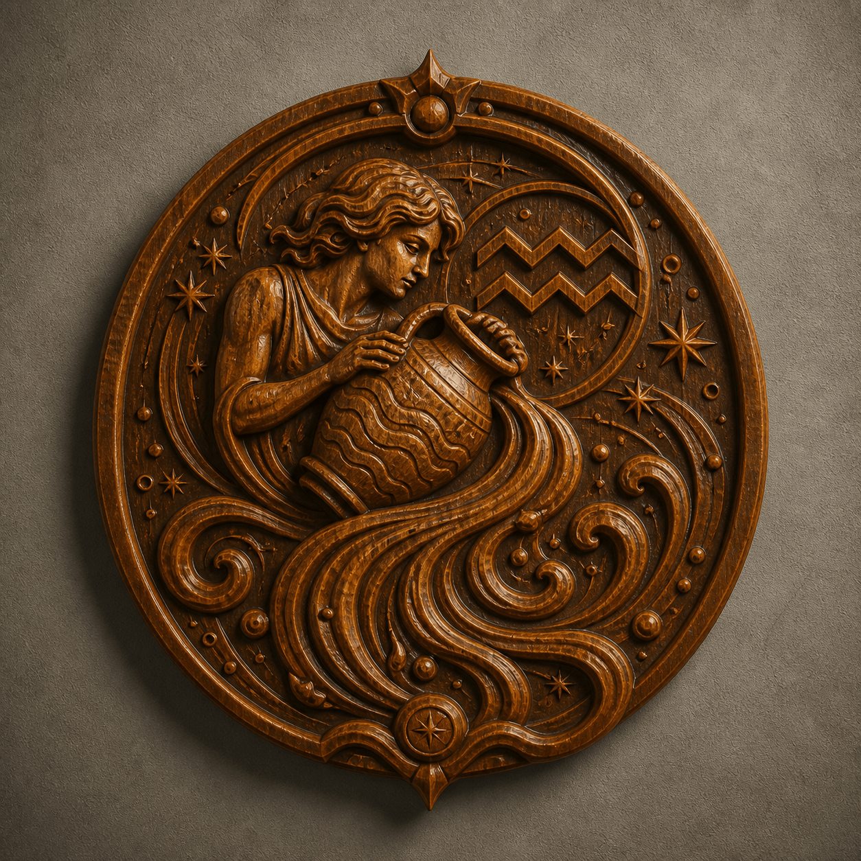 Mystical Home Decor: Styling Your Space with the Aquarius Zodiac Wood Carving