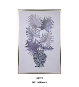 Bismarck palm and split leaf philodendron porcelain wall art