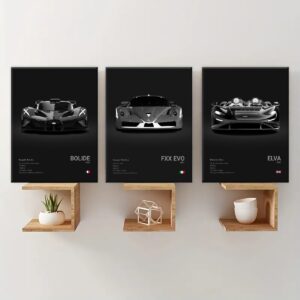 Black supercar canvas wall art set