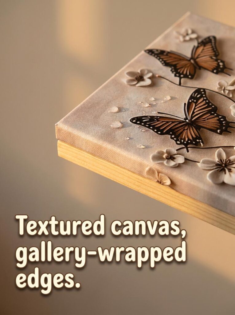 Butterfly floral canvas texture detail