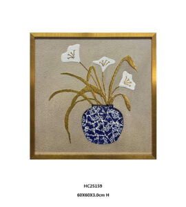 Gold framed calla lily shard mosaic porcelain wall