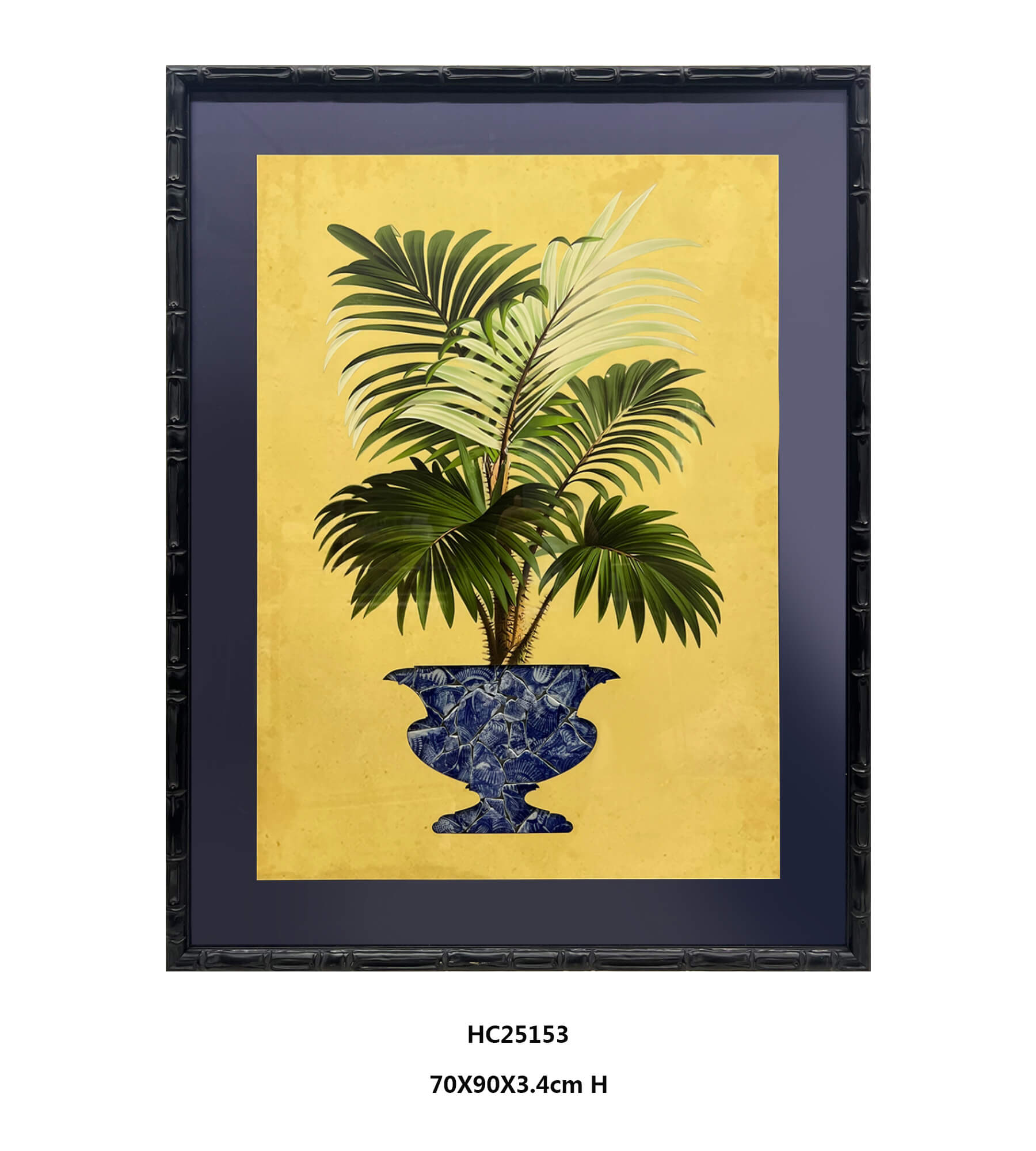 Chinoiserie palm tree porcelain wall art with shard planter