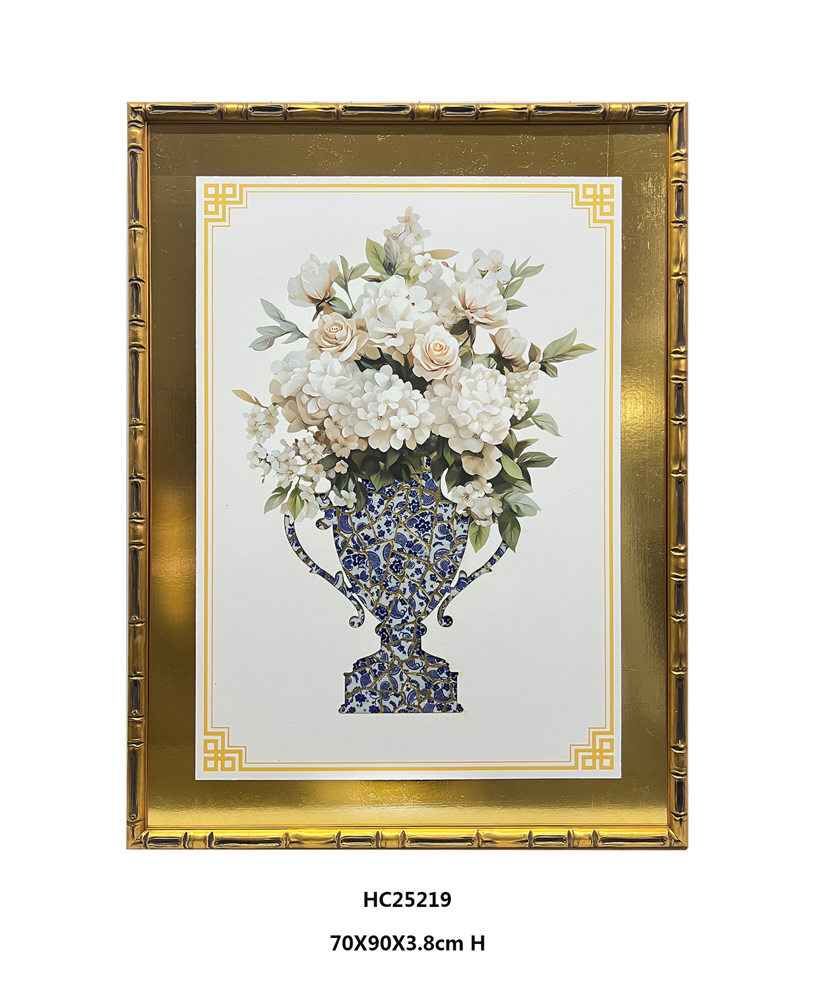 Chinoiserie Porcelain Shard Floral Vase Wall Art(70×90×3.8cm)