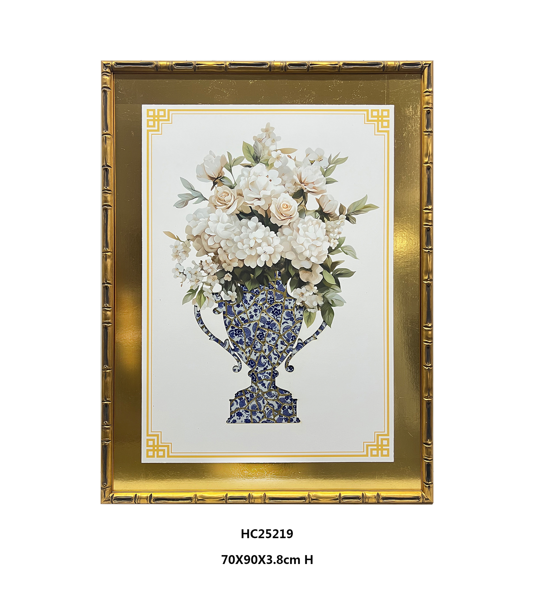 70 x 90 cm Chinoiserie Porcelain Shard Floral Vase Wall Art
