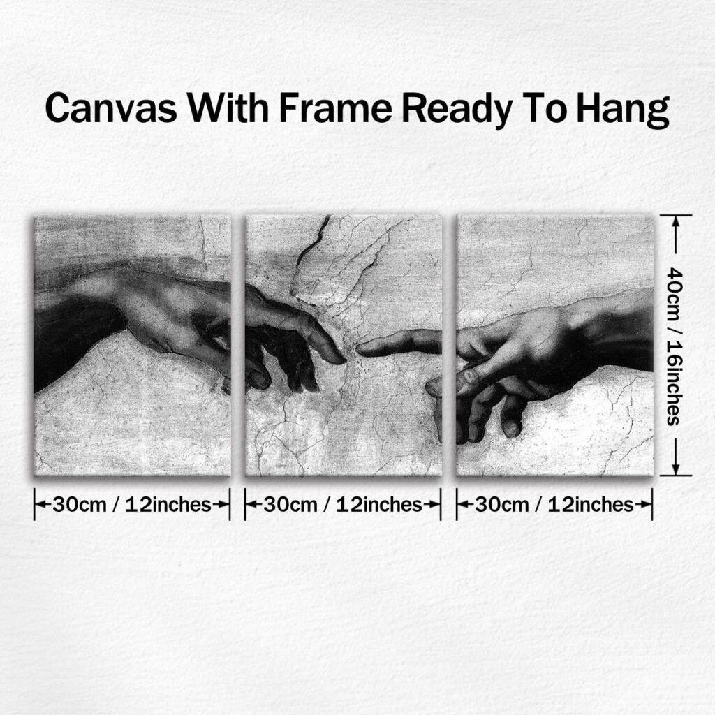 Creation of Adam canvas wall art three panel 12 by 16 inch size guide