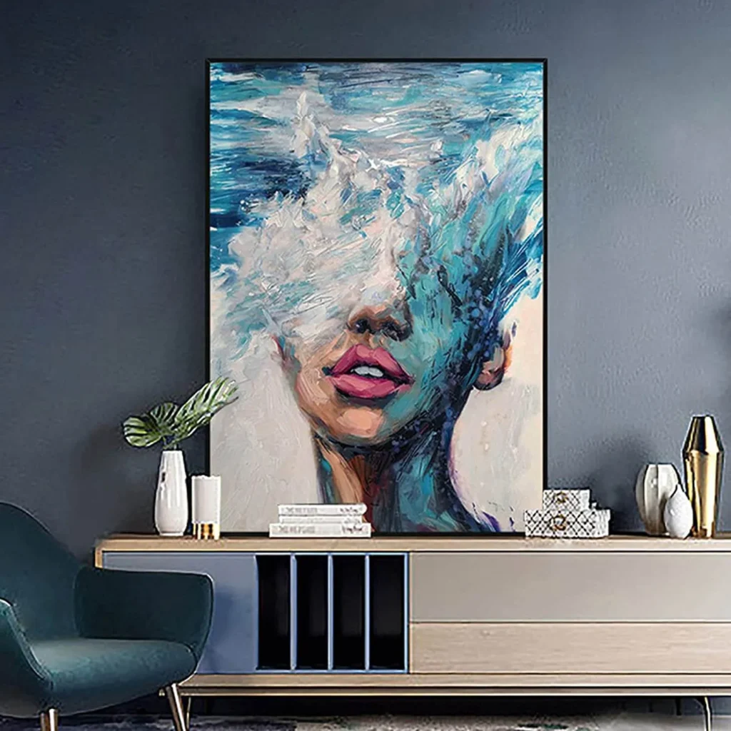custom wall art manufacturer, wholesale wall art factory direct, textured underwater portrait canvas wall decor