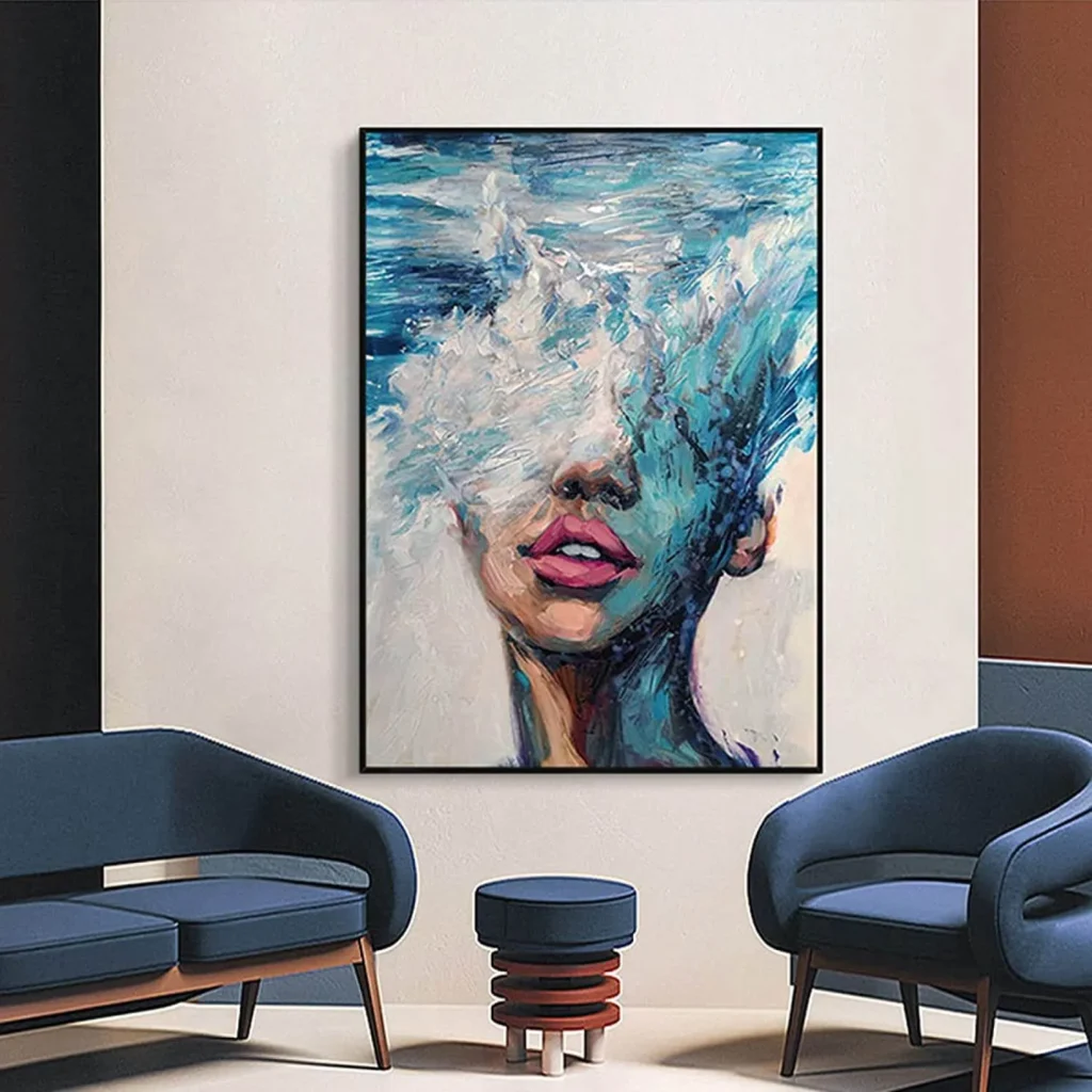 custom wall art manufacturer, wholesale wall art factory direct, textured underwater portrait canvas wall decor