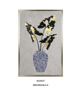 Elephant ear porcelain wall art with mosaic vase