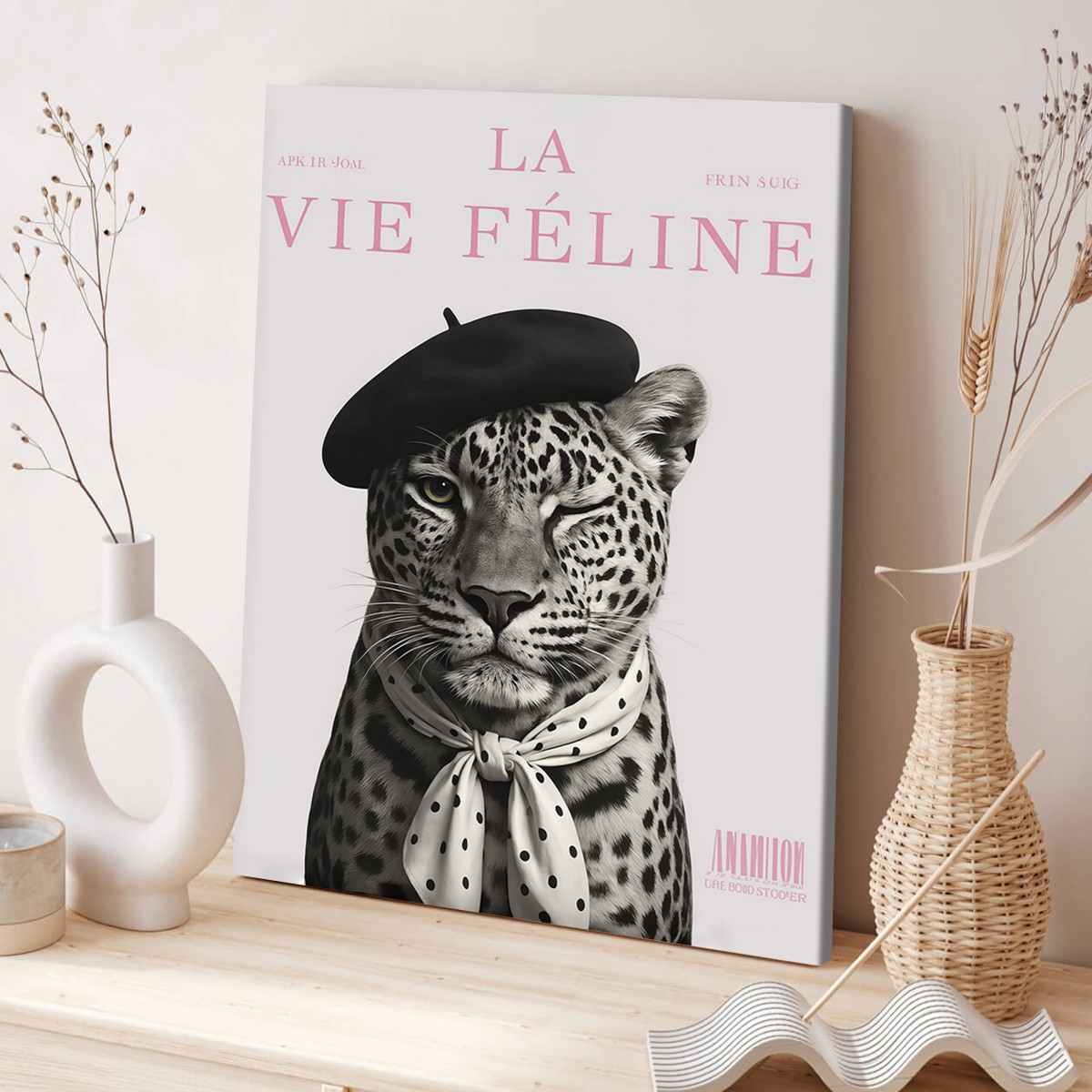 Chic Fashion Leopard Canvas Wall Art with Parisian Flair(30×40cm)
