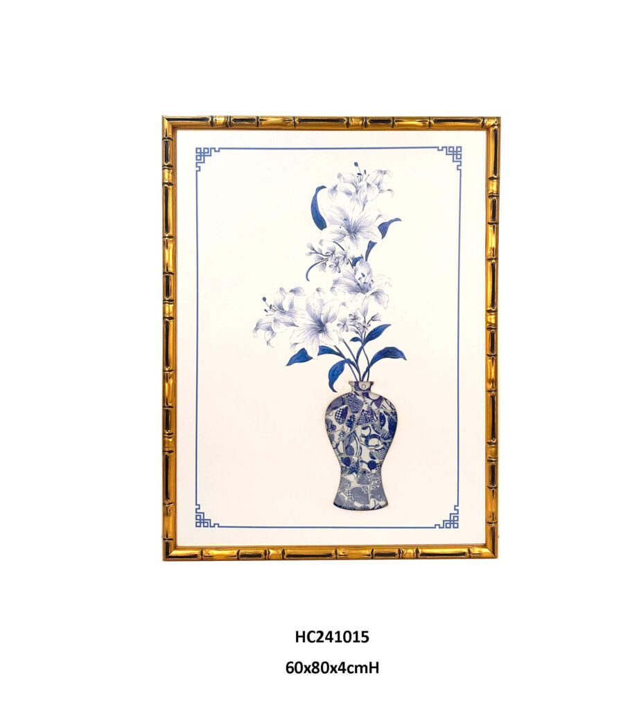 Floral porcelain wall art with lilies