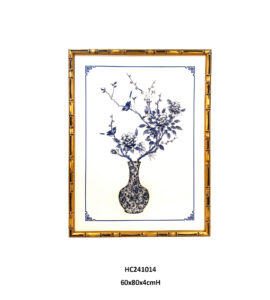 Floral porcelain wall art with peonies and birds