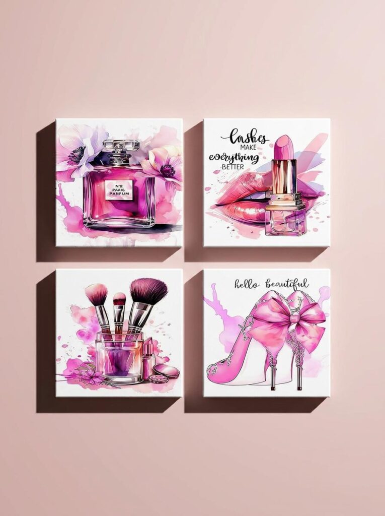 Four-piece beauty salon canvas art