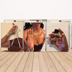 Framed black girl canvas wall art with ready to hang wooden construction