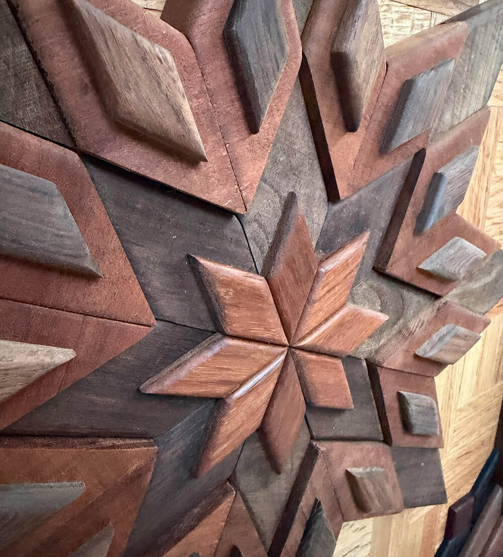 Large wooden barn quilt star wall art