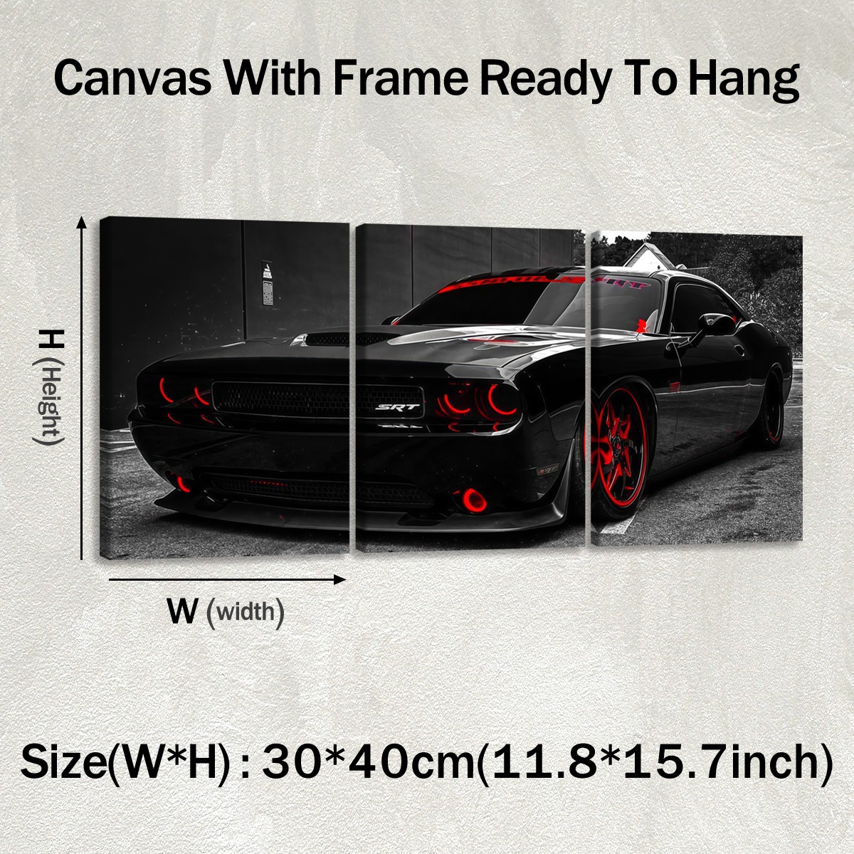 Framed muscle car canvas wall art size guide