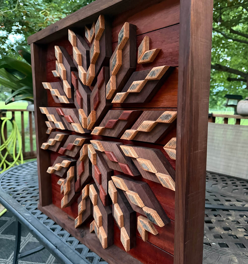Framed star quilt wall decor