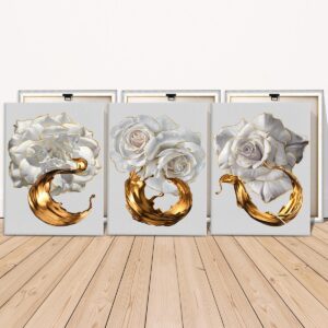 Framed white rose canvas panels showing ready to hang construction