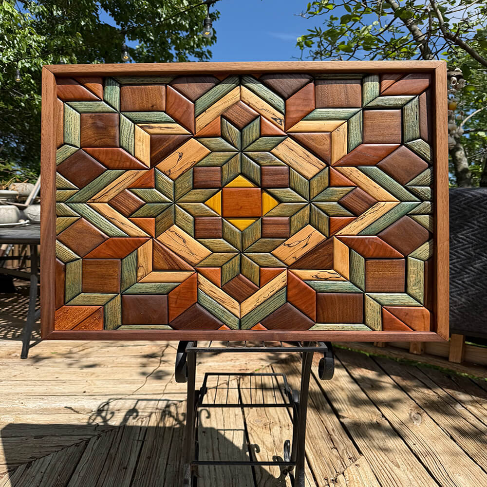 Elevate Your Space with Handcrafted Geometric Wood Quilt Wall Art