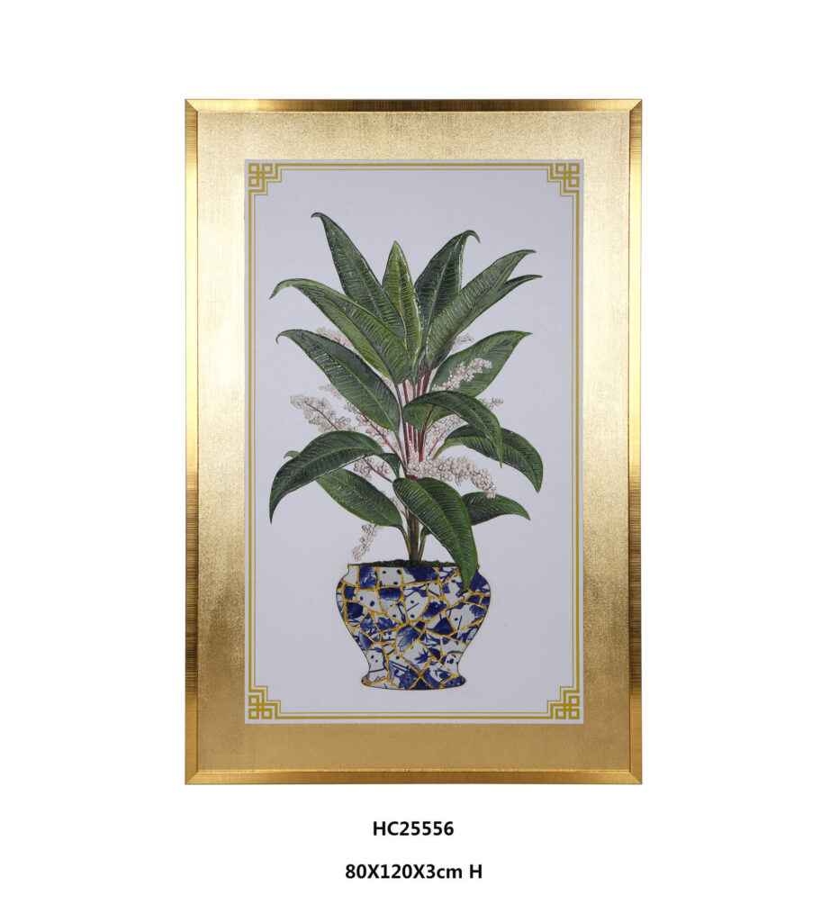 Green tropical porcelain shard vase wall art