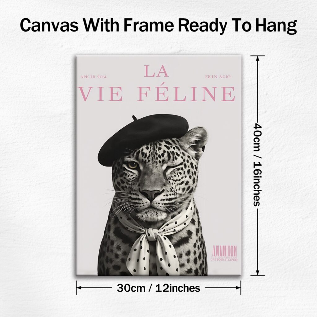 Fashion leopard canvas wall art in 12 by 16 inch size