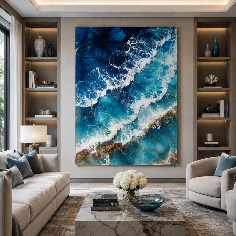 Ocean Resin Wall Art | Abstract Coastal Seascape Decor