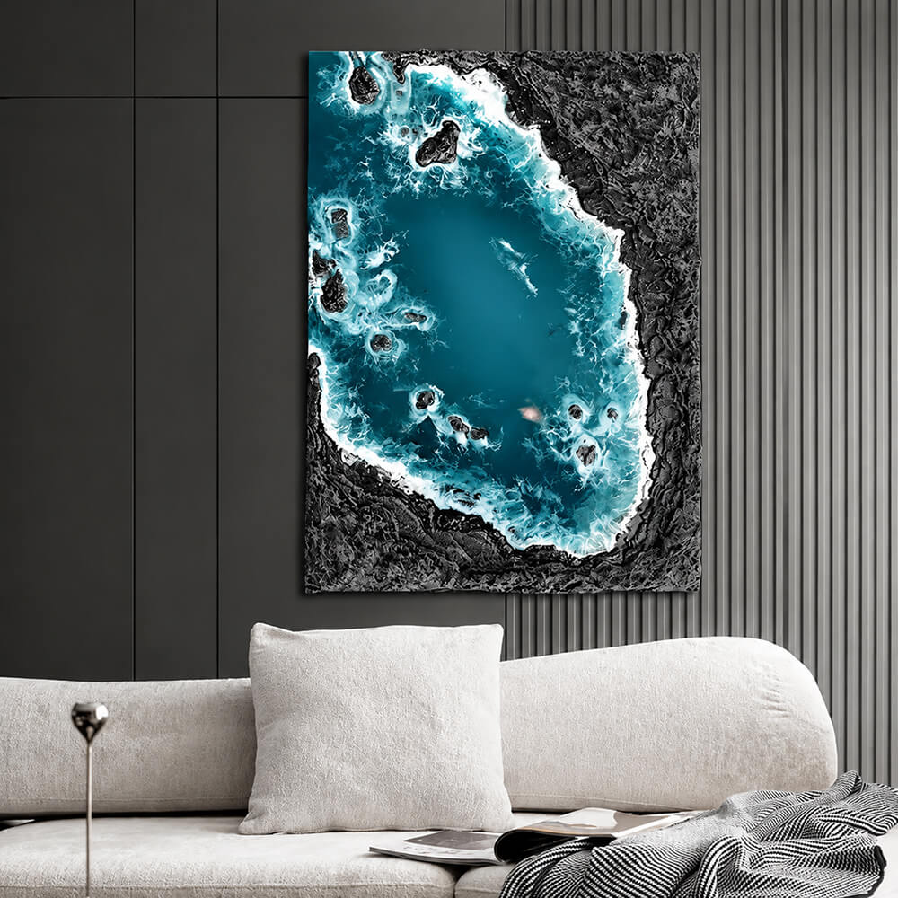 Modern corporate wall decor in a minimalist architectural hallway.